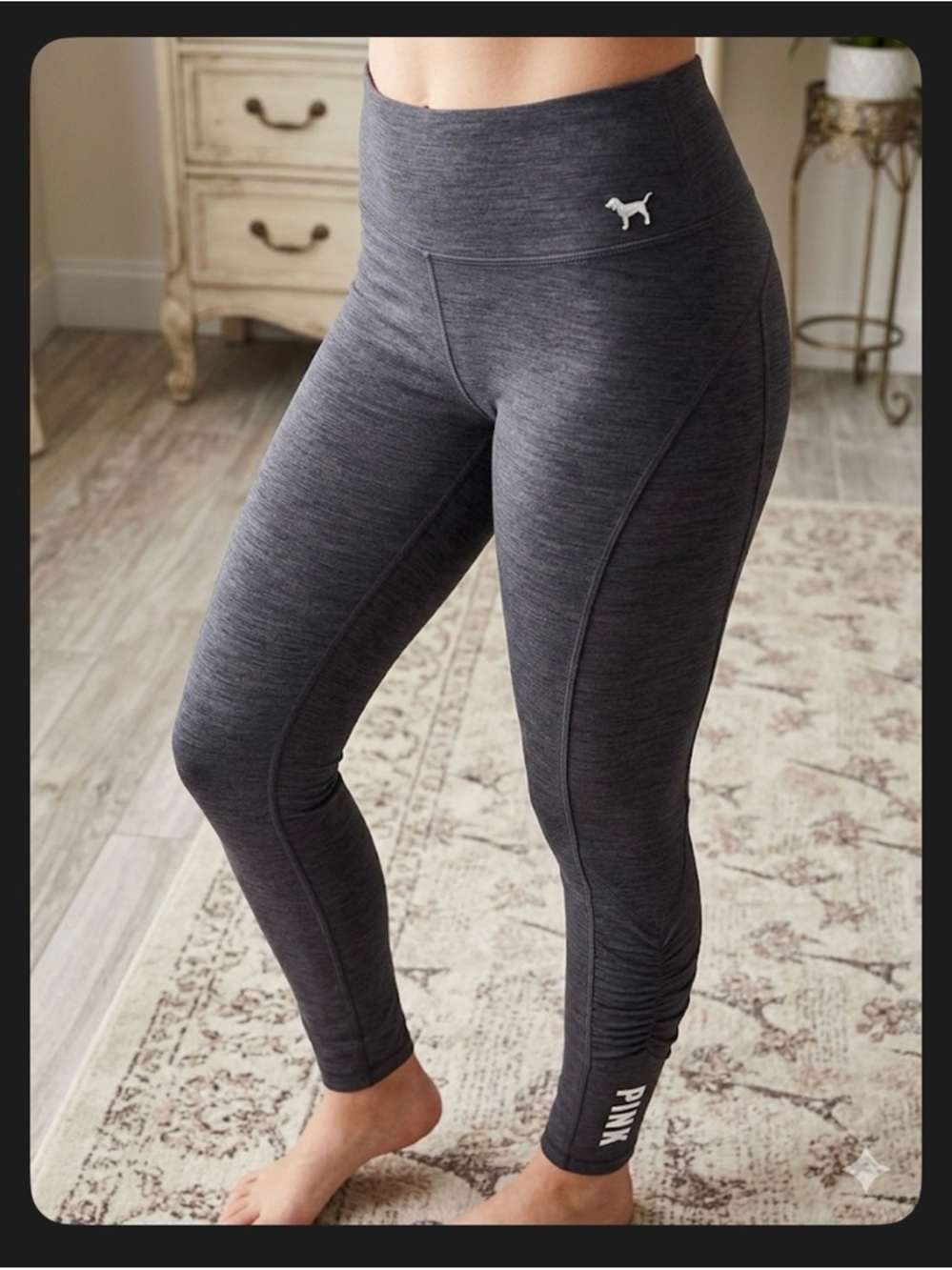 PINK Gray High-Waist Seam Leggings